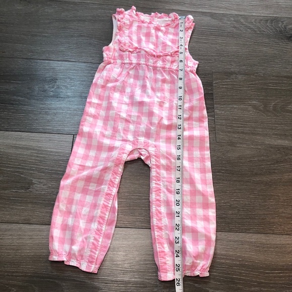 Janie And Jack Taffy Pink Gingham Jumpsuit Girls Size 18-24 Months - Picture 6 of 12